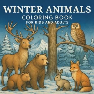 WINTER ANIMALS Coloring Book for Kids and Adults: Relaxing and Festive Coloring