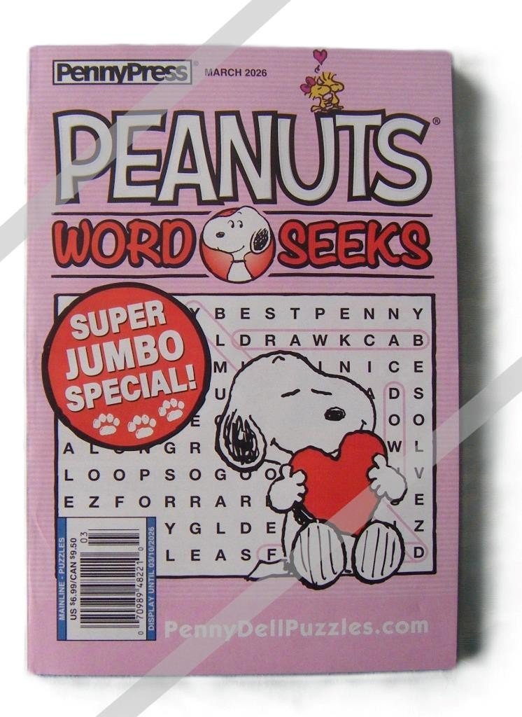 Peanuts Snoopy Word Seeks Puzzles Book by Penny Press March 2026 New 3/26