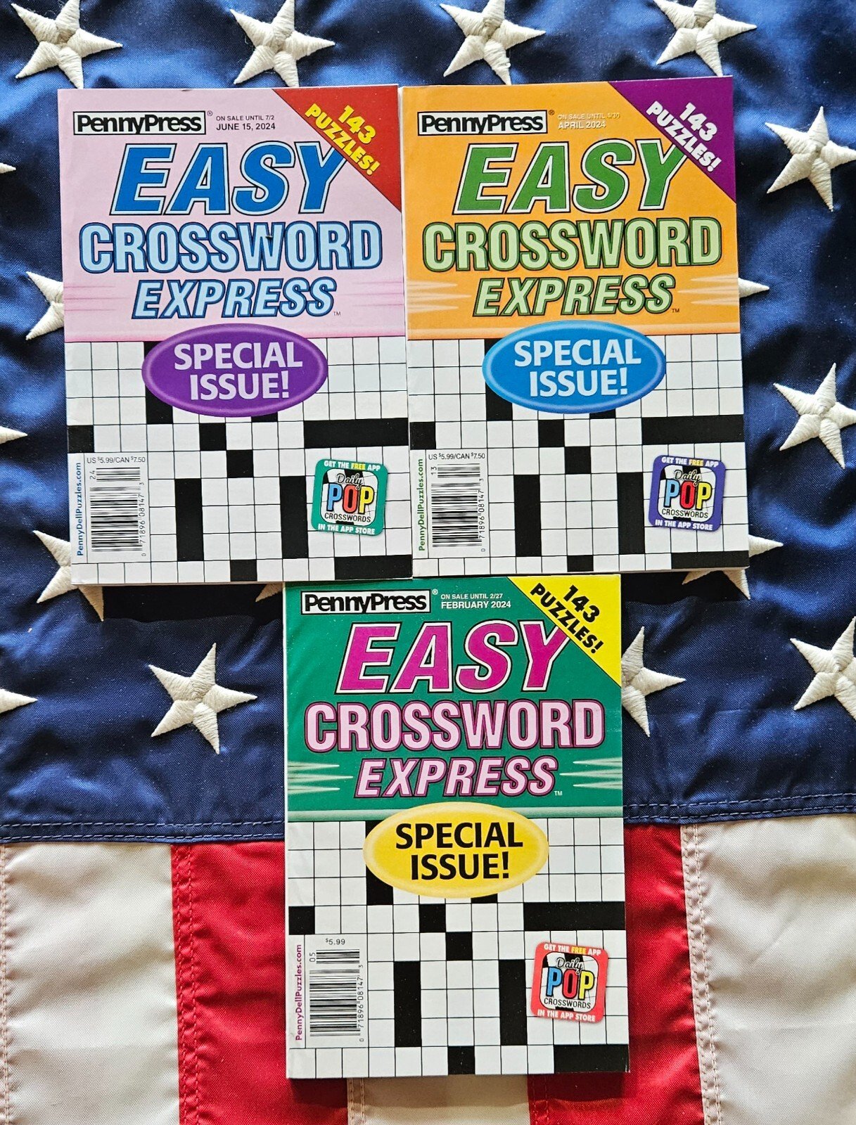 Lot 3 Penny Press Dell Express Easy Super Jumbo Special Crossword Puzzle Books