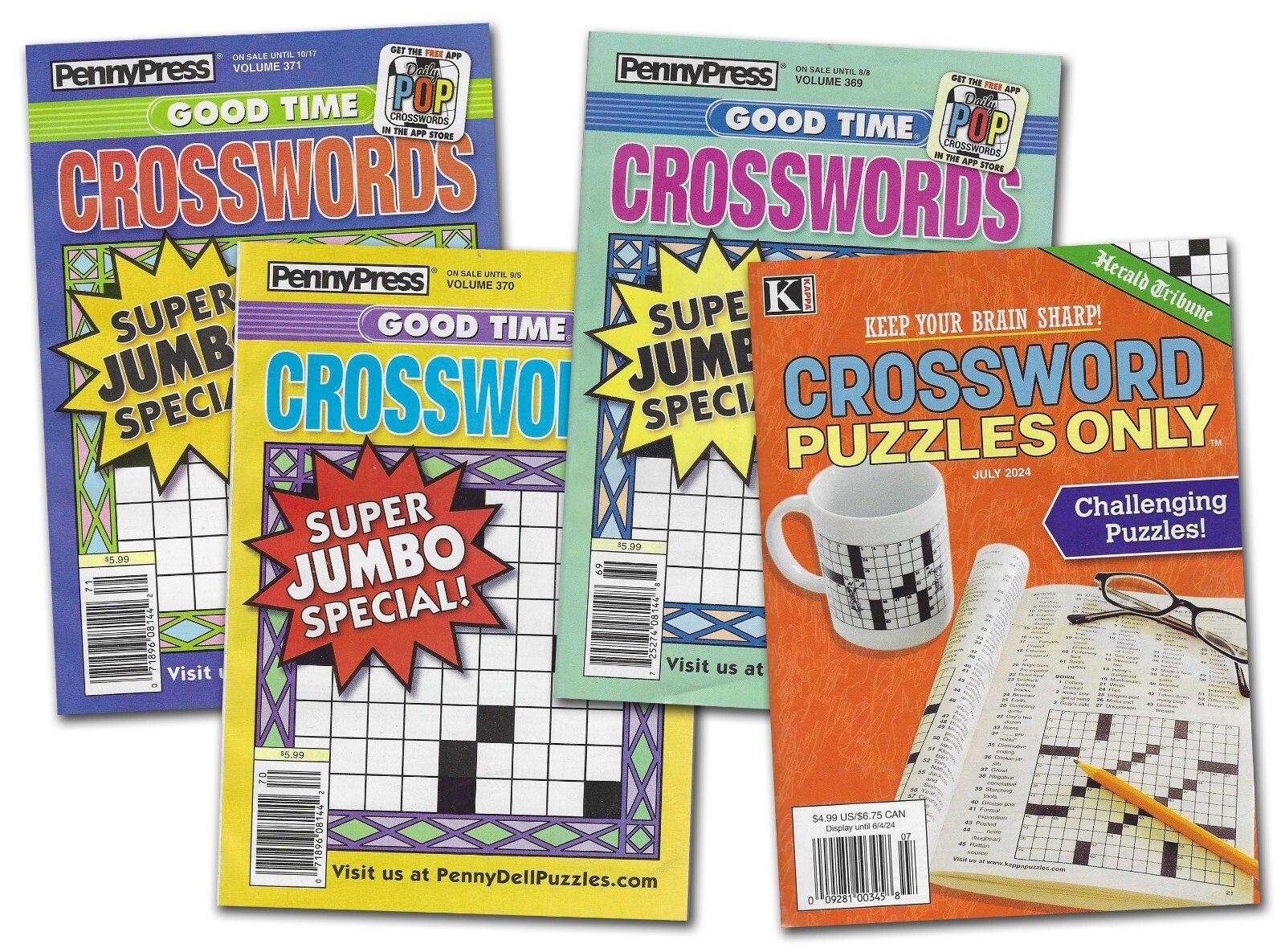Penny Press Crossword Puzzles Books Digest Size 4 Different Books over 400 Games