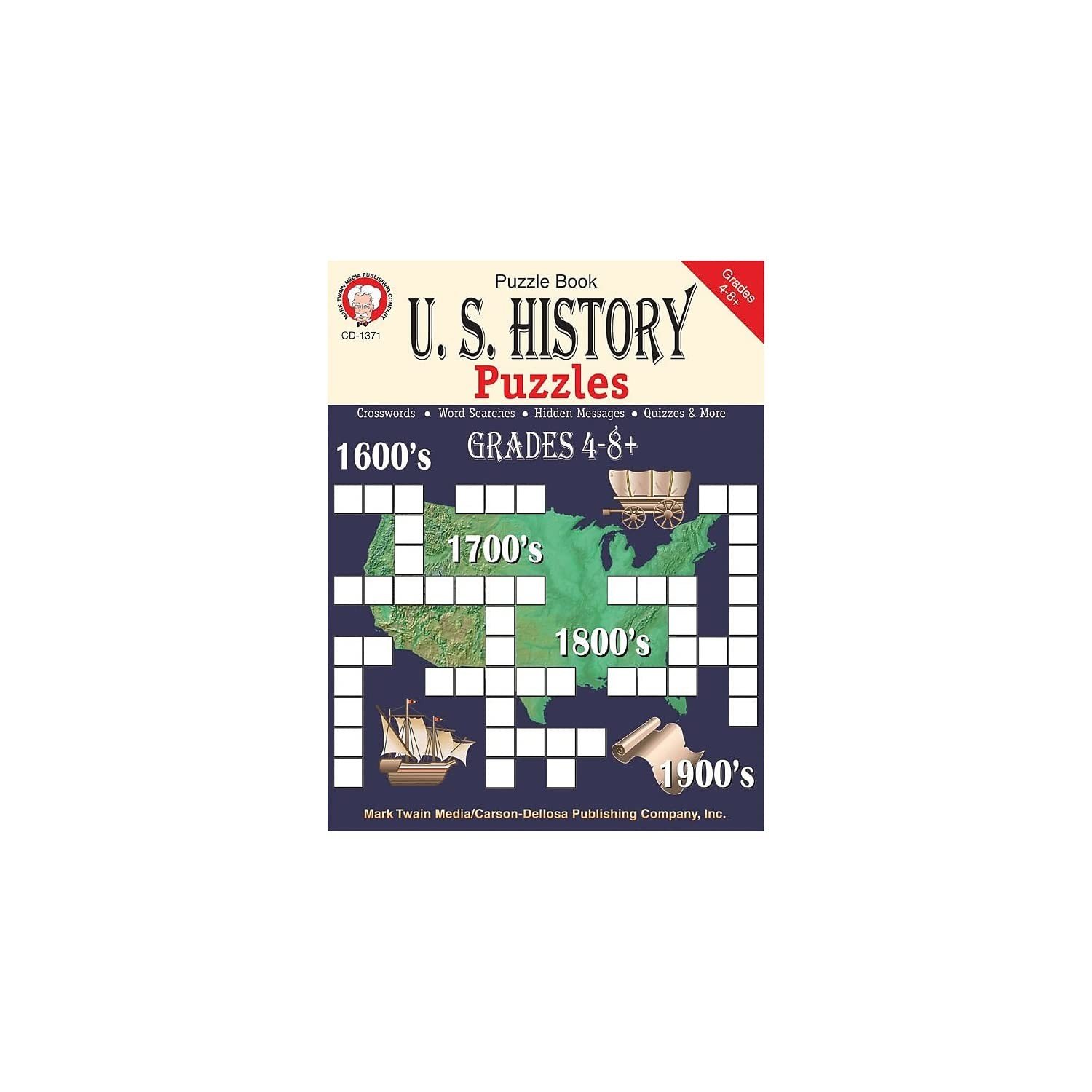 Mark Twain US History Puzzle Book, Crossword Puzzle, Word Sear…