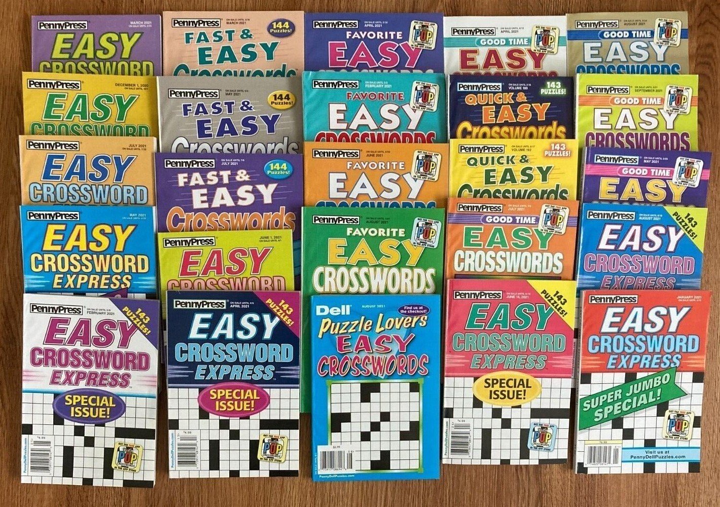 Lot of 6 All Easy Dell Penny Press Crossword Puzzle Books Express Favorite Good