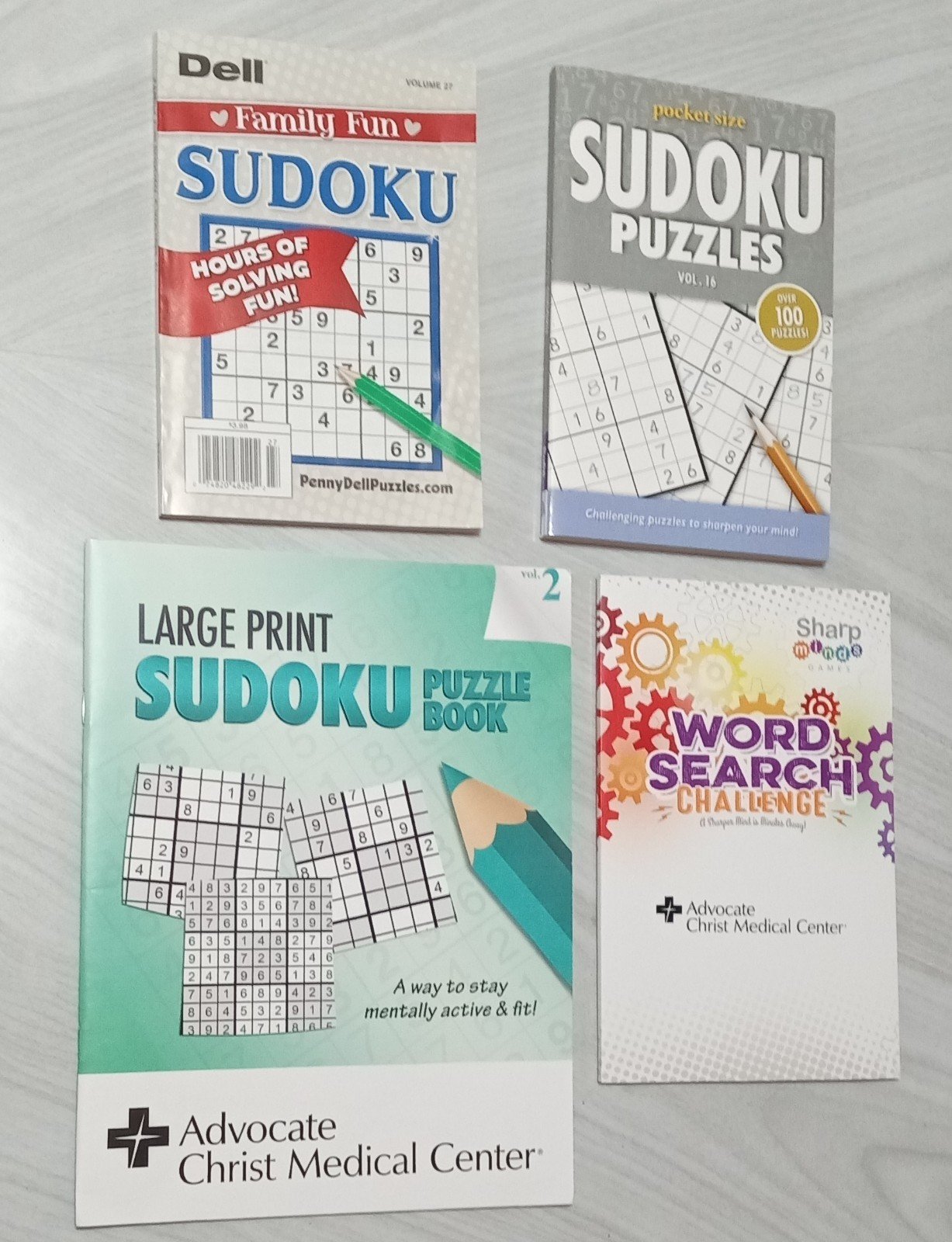 3 SUDOKU and 1 WORD SEARCH Lot Of 4 Assorted Unused Puzzle Books