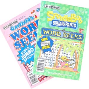 NEW Lot of 2 Penny Press Dell Garfield SpongeBob Word Seek Find Puzzle Books