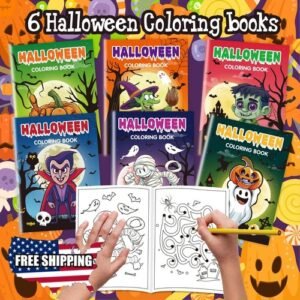 6PCS Halloween Coloring Books Set Pumpkin Cartoon Educational Kids Art Graffiti