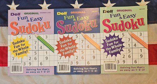 Lot of 3 Penny Press Dell Fun & Easy Sudoku Puzzle Books Extreme