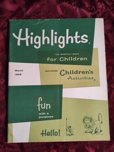 HIGHLIGHTS FOR CHILDREN Magazine March 1968 Activities Stories Puzzles!