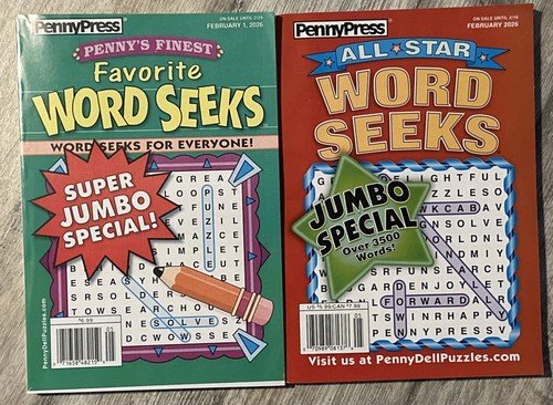 Lot of 2  Penny Press Magazines Favorite Word Seeks Puzzles Feb 2026