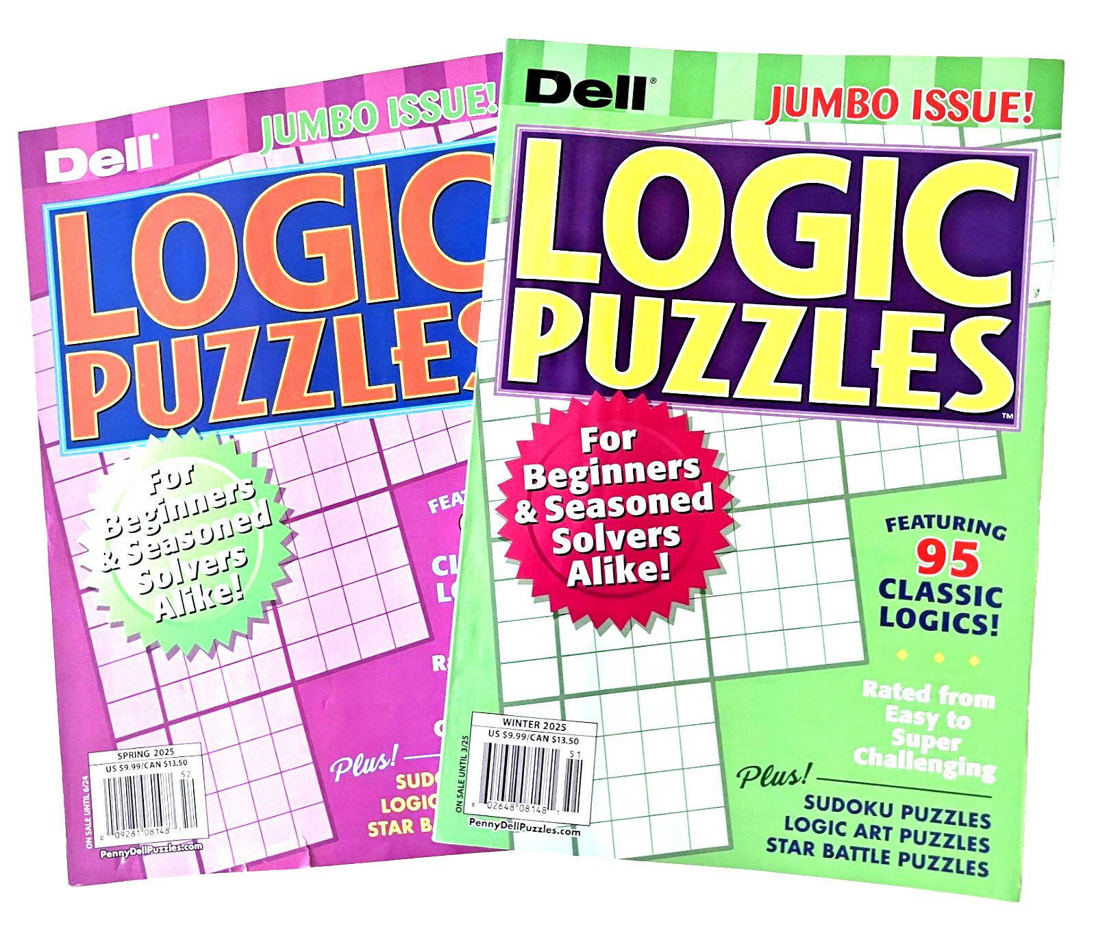NEW 2 Penny Press Dell Logic Problems Puzzles Beginner-Expert Levels 95 In Each!