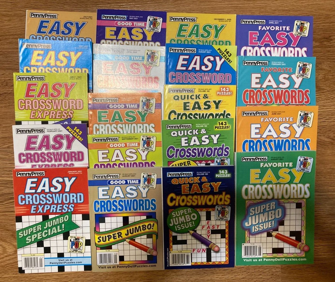 Lot of 5 Dell Penny Press Easy Crossword Puzzle Books Express Goodtime UNSORTED