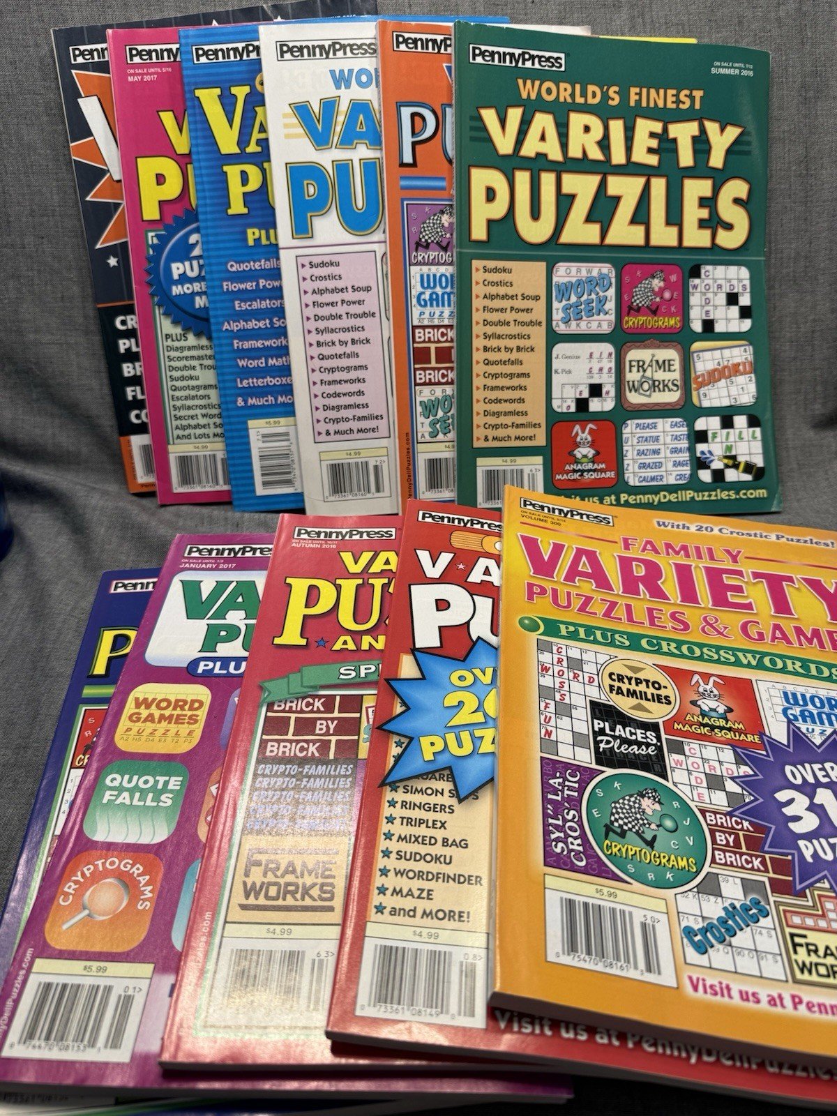 Penny Press Variety Puzzle Magazines 2016 /17 Unused Lot Of 11