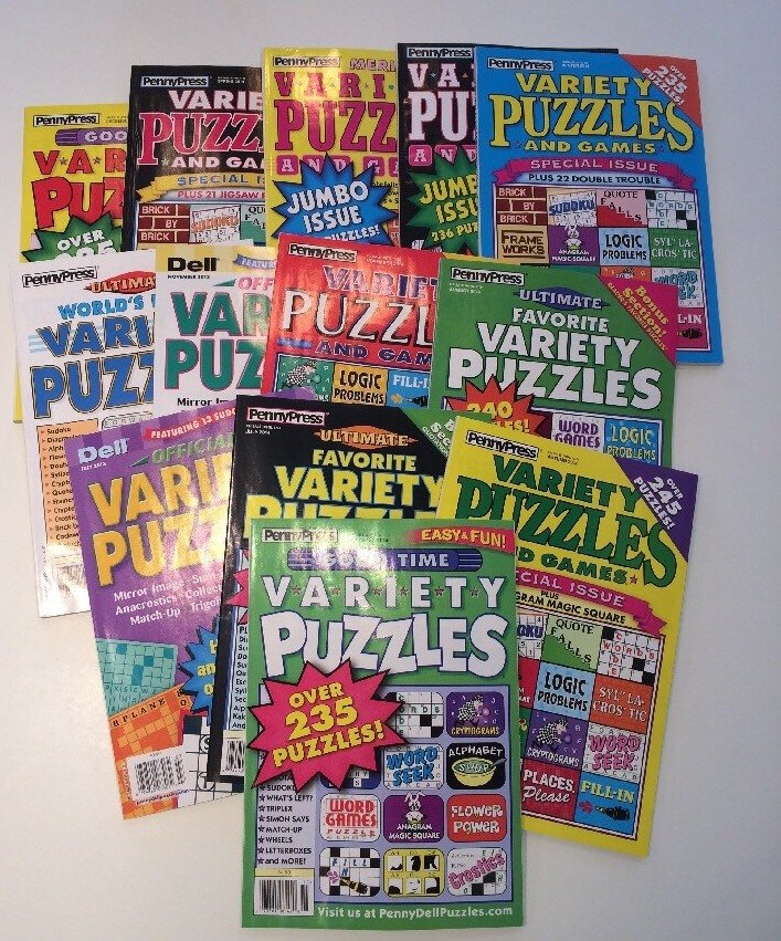 Lot of 6 Penny Press Variety Puzzle Books Dell **FAST SHIPPING** 2018 and newer