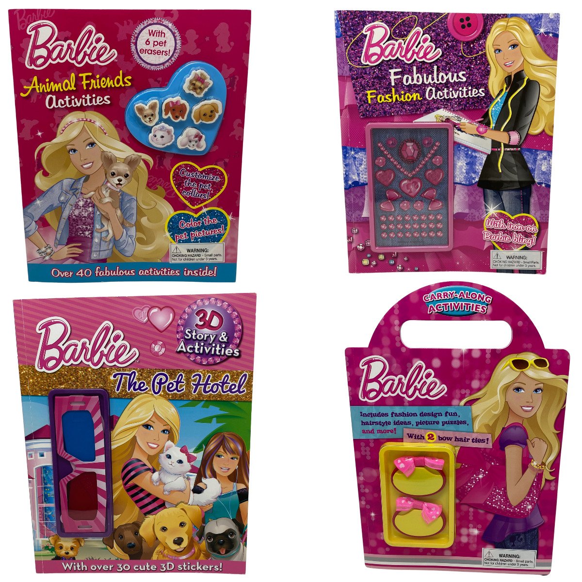 Barbie Kids Activity & Coloring Book Bundle w/ Erasers Stickers Hair Ties 6+ Yrs