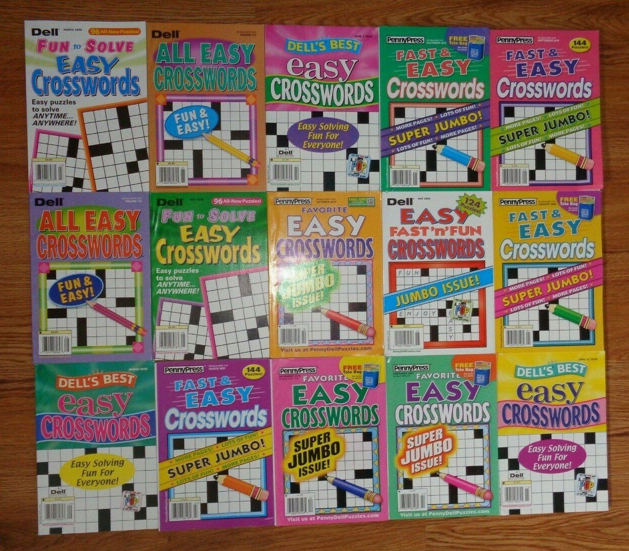 Lot of 10 Dell Penny Press Crossword Puzzle Books All Easy UNSORTED Express