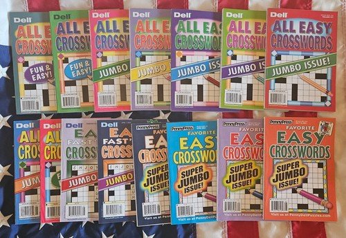 Lot of 2 Penny Press Dell ALL EASY Crossword Puzzle Books UNSORTED mix