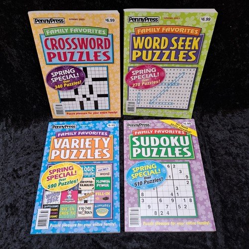 Puzzles 1700+ Set of 4 Books Crossword Sudoku Word Seek Penny Press NEW