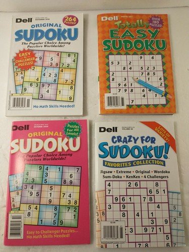 Lot of 4 Dell Sudoku Puzzles Books * Over 700 PUZZELS * FREE SHIPPING *