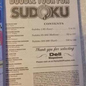 DELL Double Your Fun SUDOKU - 530+ Puzzles - Feb 2026 Jumbo Issue - 2 Books In 1