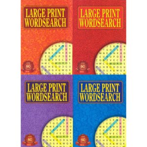 Set of 4 x A4 Large Print Word Search Puzzle Books 60 Wordsearch Challenges Each