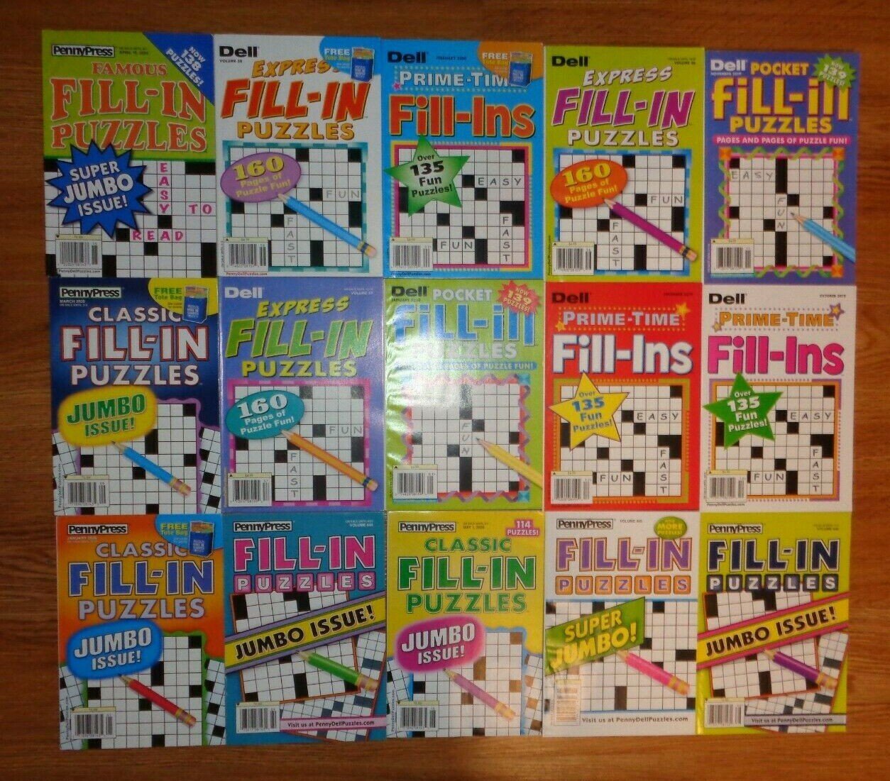 Lot of 10 Penny Press Fill-Ins Puzzle Books UNSORTED Famous Classic Favorite