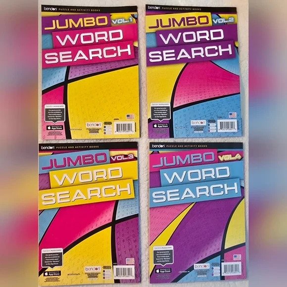Large Print Bendon Jumbo Word Search Puzzle Book Set – VOLUMES 1 -4