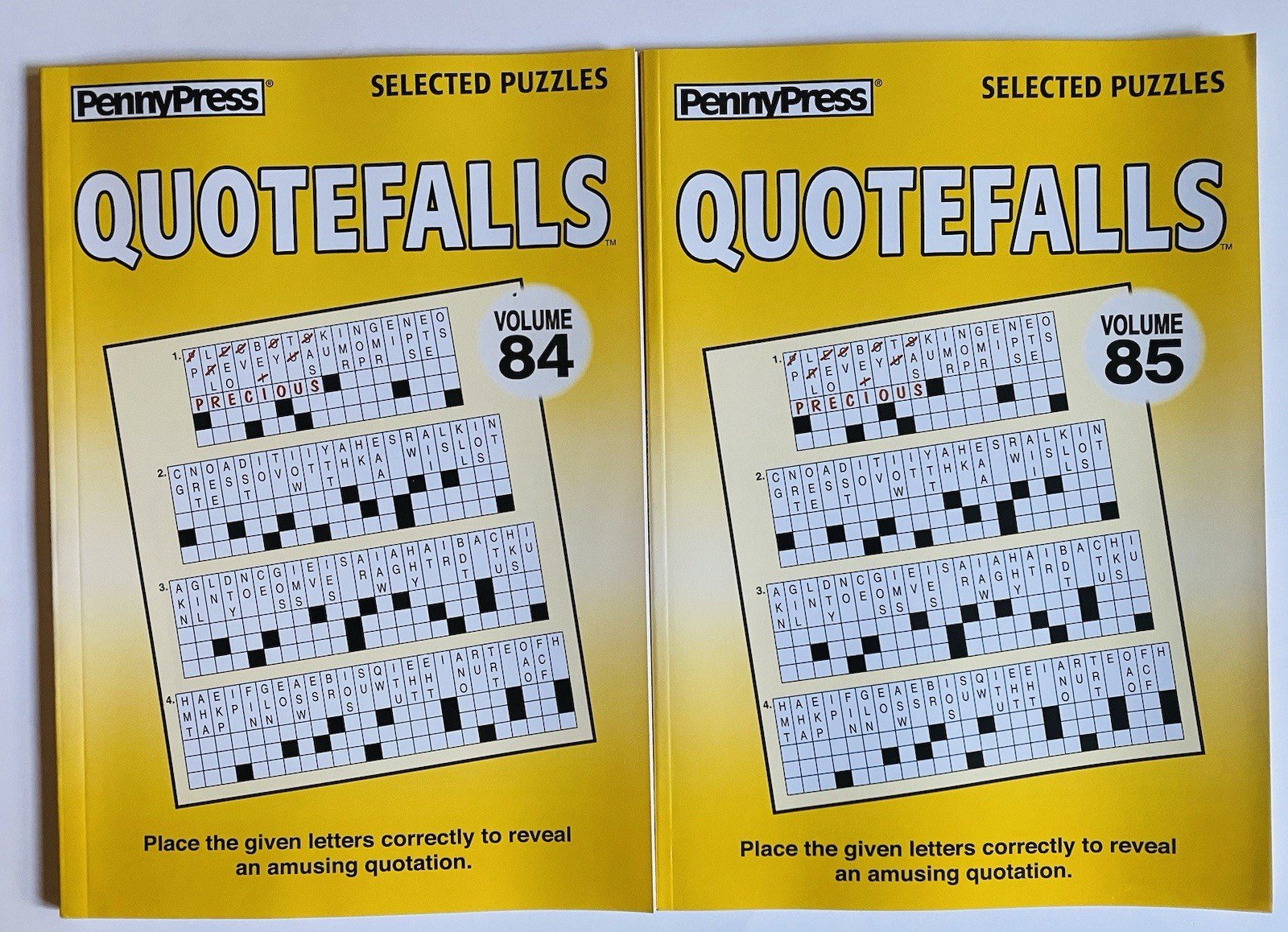 Lot of 2 Quotefalls Penny Press Dell Selected Variety Quotation Puzzles  84 85