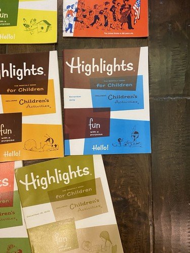 Highlight’s Children’s Magazines April-Dec 1976 Stories Activities Puzzles VTG