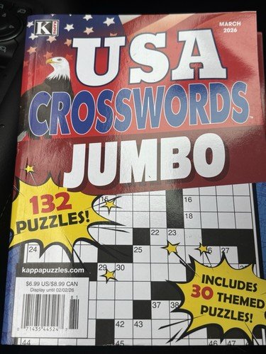 Kappa USA Crossword March 2026 Edition With 132 Puzzles Jumbo 30 Theme Puzzles