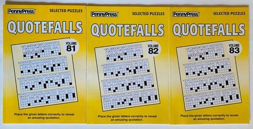 Lot of 3 Quotefalls Penny Press Dell Selected Variety Quotation Puzzles  81-83