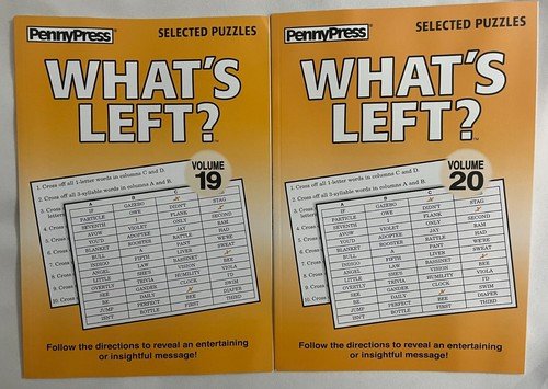 Lot of (2) Penny Press Selected Puzzles What’s Left? Volumes 19 & 20