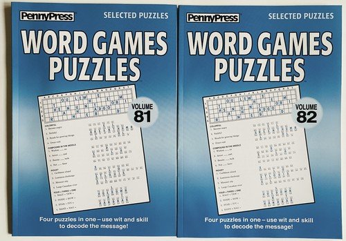 Lot of 2 Word Games Puzzles Penny Press Selected Variety DELL quotetations 81-82