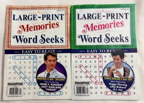 Lot of (2) LARGE PRINT Memories Word Seeks Puzzle Books Spring & Winter 2024