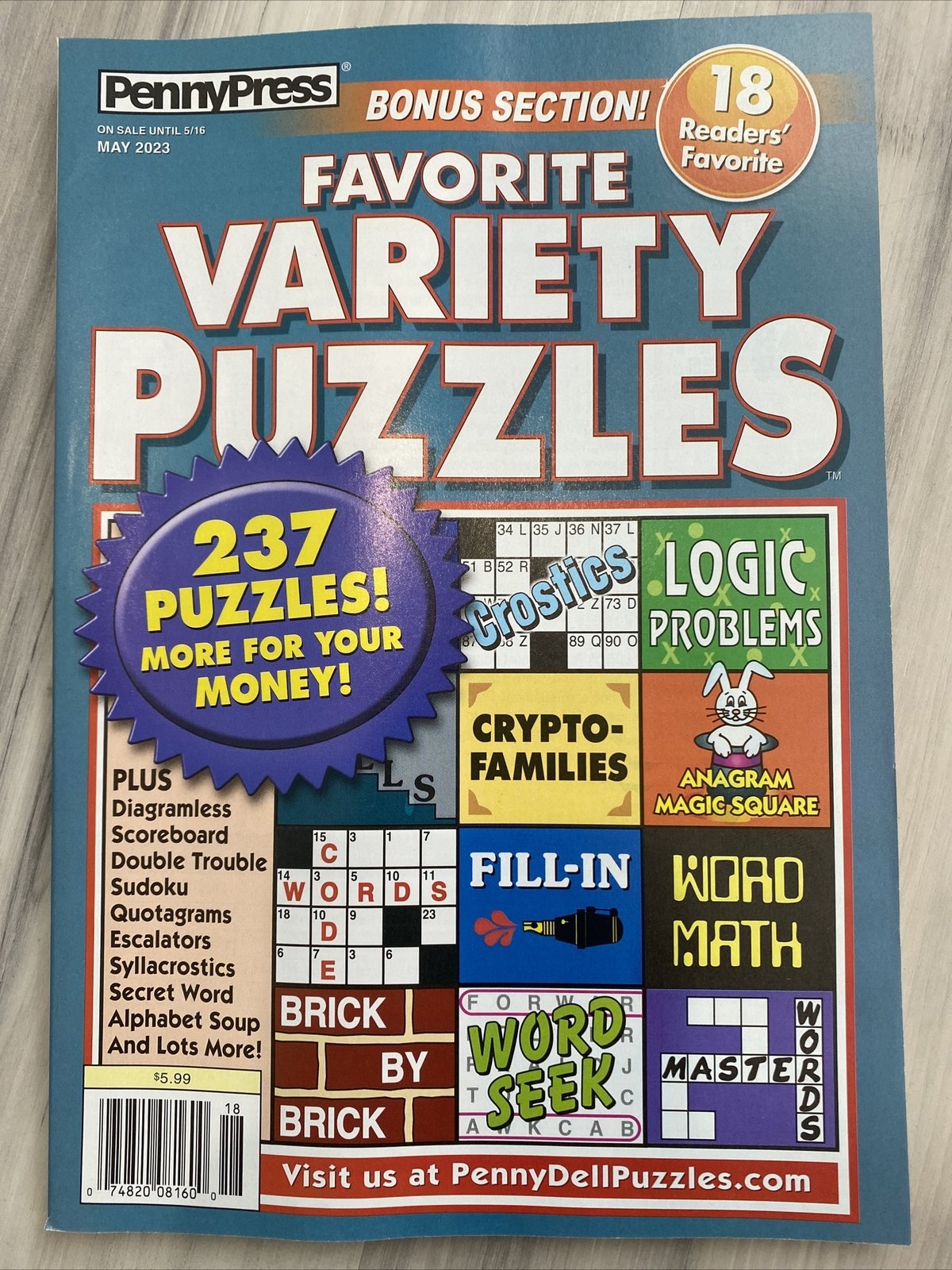 VARIETY PUZZLES MAGAZINE – MAY 2023 – 237 PUZZLES! New