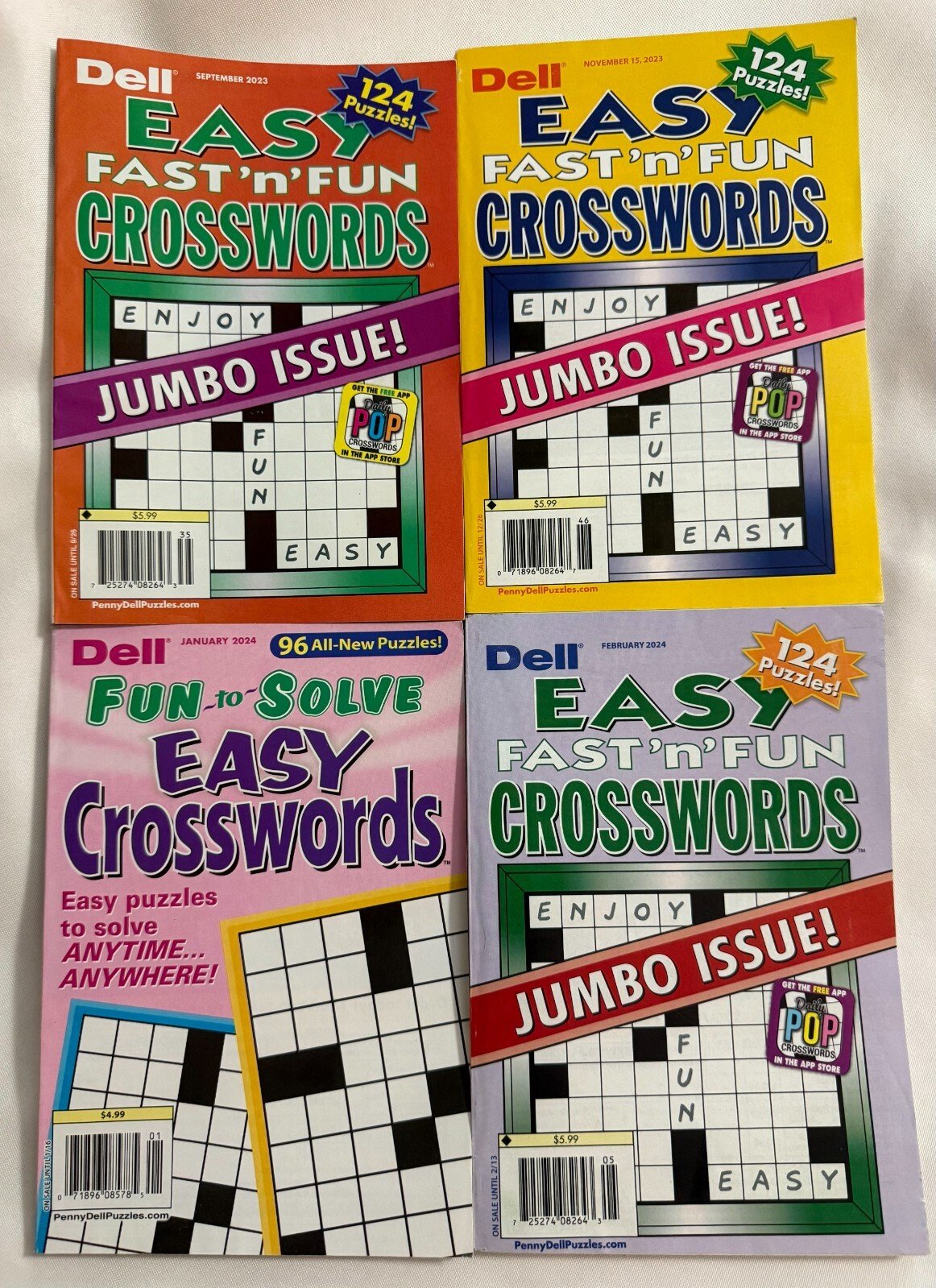 Mixed Lot (4) Easy Fast ‘n’ Fun Crosswords Super Jumbo Puzzle Books 2023/24