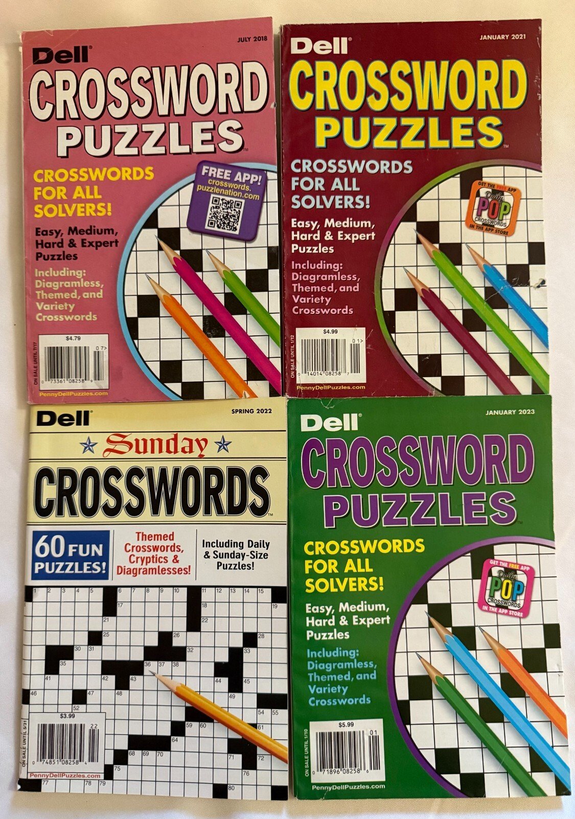 Mixed Lot (4) Dell Crossword Puzzles Puzzle Books 2016/2023