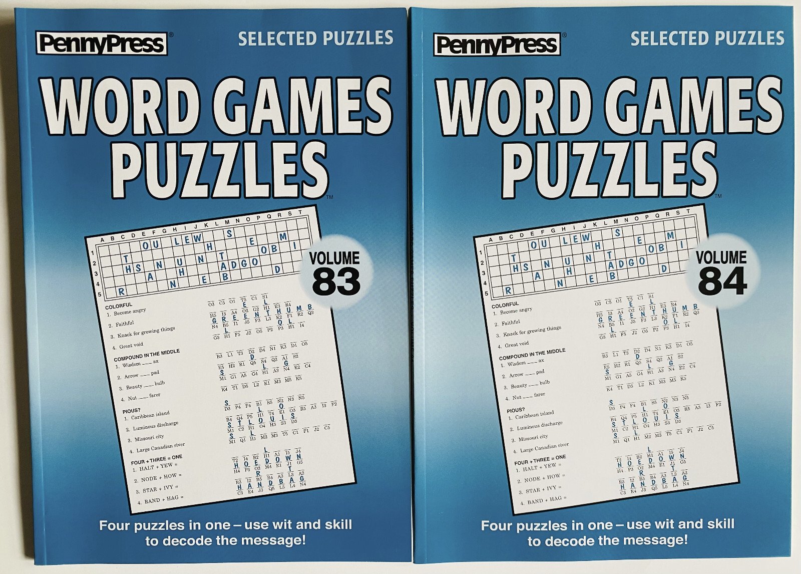 Lot of 2 Word Games Puzzles Penny Press Selected Variety DELL quotetations 83 84