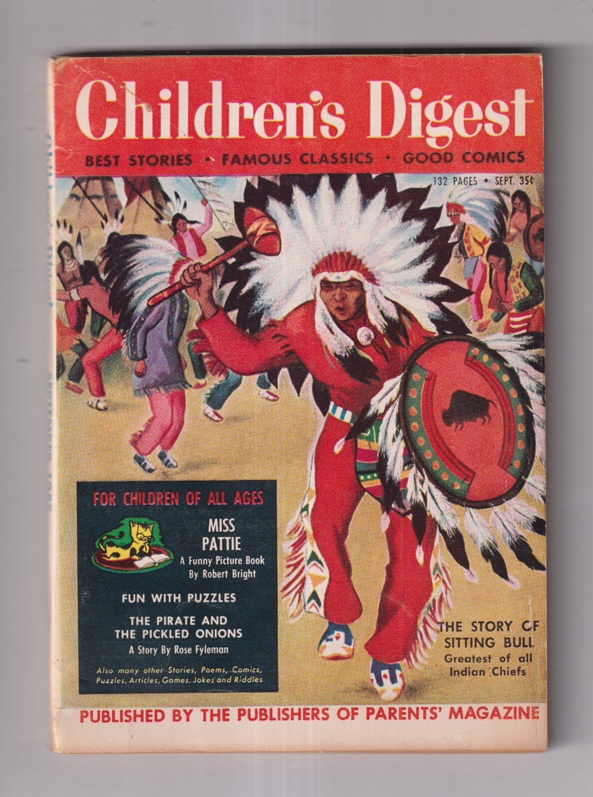 Children’s Digest September 1955 The Story of Sitting Bull, Miss Pattie, Fun Wit
