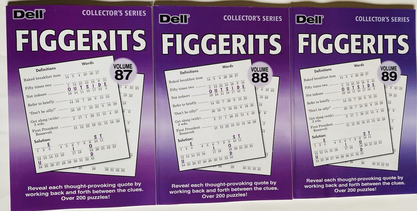 Lot of 3 FIGGERITS Penny Press DELL Collectors Series Variety Quote Puzzles