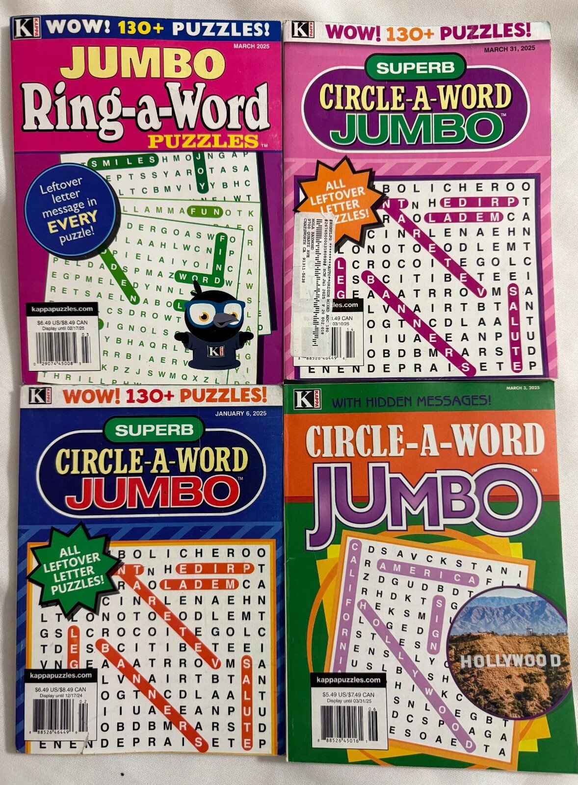 Mixed Lot (4) Jumbo Ring-A-Word Superb Circle-A-Word Search Puzzle Books 2025