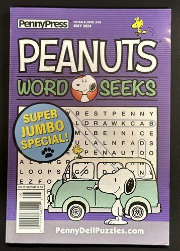 Peanuts Snoopy Word Seeks Puzzles Book by Penny Press May 2024