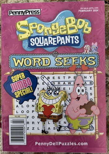 Sponge Bob  Square Pants Word Seeks Puzzles Book by Penny Press February 2024