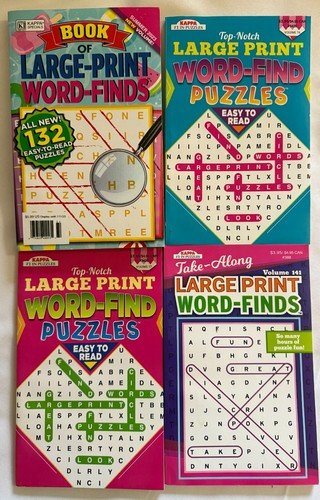 Mixed Lot of (4) Kappa LARGE PRINT Word-Finds Puzzle Books 2022/2023