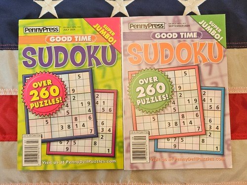 NEW Lot of 2 Penny Press Dell Sudoku Fun Easy Super Jumbo Puzzle Books