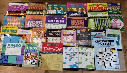 New lot of 31 assorted Crossword, Word Search Find, Dot To Dot puzzle books