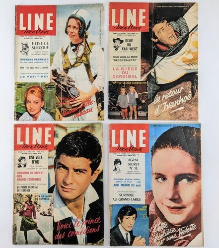 Line French Girl’s Magazines 1963, 12 Issues – Comics, Stories, Fashion, Movies