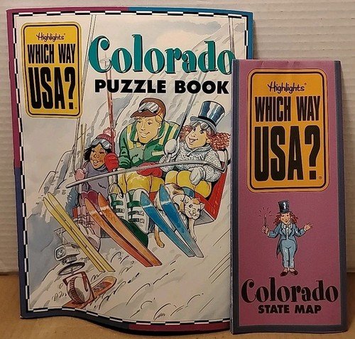 Highlights Which Way USA? COLORADO – Illustrated Paperback Puzzle Book w/ Map