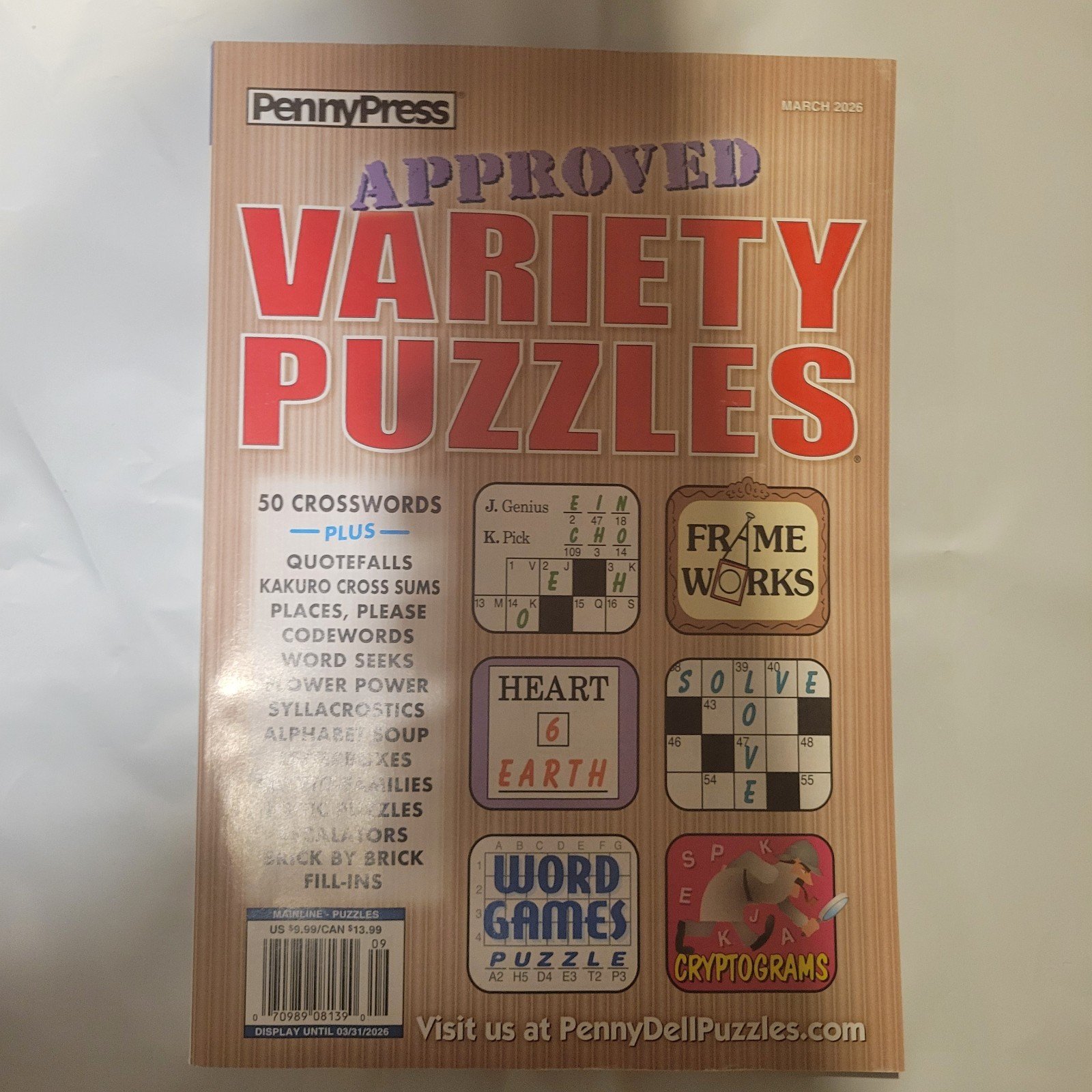 Approved Variety Puzzles: Pennypress Magazine 2026 ~ Crossword ~ Word Seek  More