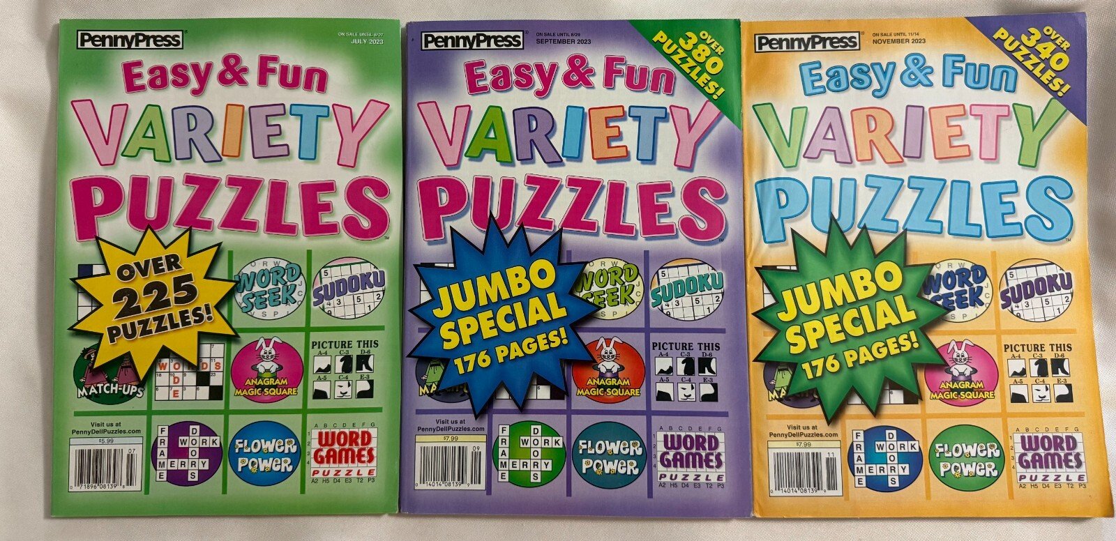 Lot of (3) Penny Press Easy & Fun Variety Puzzles Jumbo Special 2023
