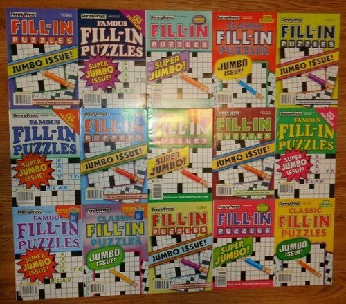 Lot of 10 Penny Press Fill-Ins Puzzle Books UNSORTED Famous Classic Favorite