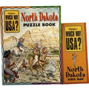 HIGHLIGHTS Which Way USA? Puzzle Book North Dakota State Folded State Map 1999